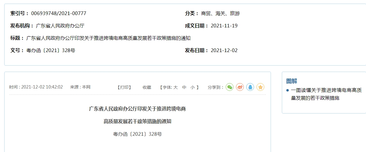 廣東省人民政府辦公廳印發(fā)關(guān)于推進(jìn)跨境電商高質(zhì)量發(fā)展若干政策措施的通知